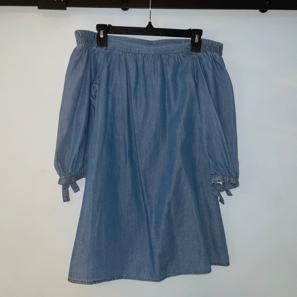 Blue Denim Off the Shoulder Mini Dress